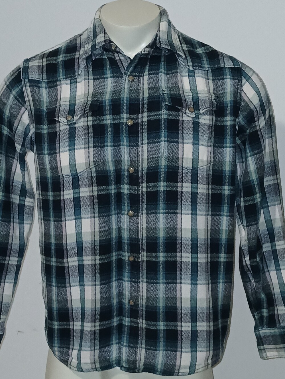 Wrangler Heavyweight Western Long Sleeve Snap Plaid Flannel Shirt/Jacket M